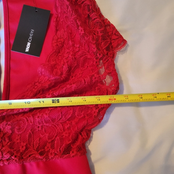 Fashion Nova New Lovely Lace Jumpsuit Red Size M - Picture 7 of 13